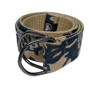Kids D Ring Webbing Belt Beige & Navy